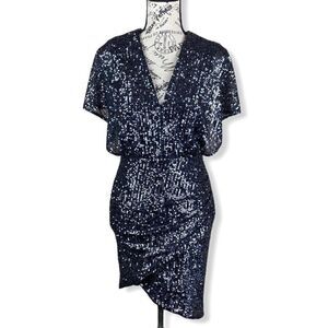 Hariyn Sequin Wrap v-neck dress- XS